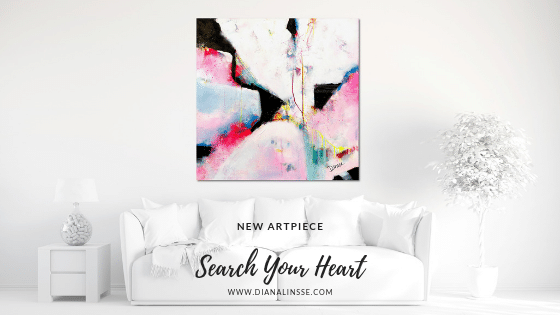 New Artpiece - Search your heart - Follow your heart - Acrylic and Charcoal on 100x100 cm Canvas, Expressive Abstact