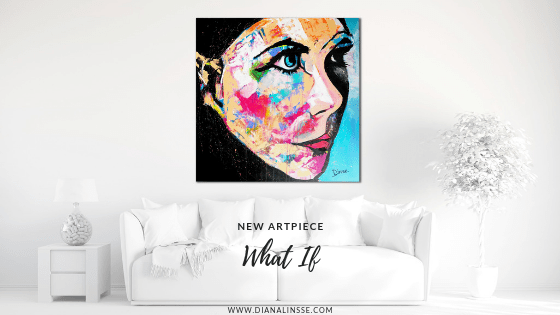 New Artpiece - What If - Was wäre wenn es einfach wäre - Acrylic and Charcoal on 100x100 cm Canvas, Expressive Abstact, modernes Bild über Sofa hängend, Portrait, farbenfroh