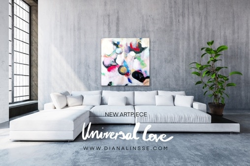 Soulfood, die Seele nähren - Universal Love new contemporary art by Diana Linsse - painting on the wall in a modern living room - home decor - nurture your soul